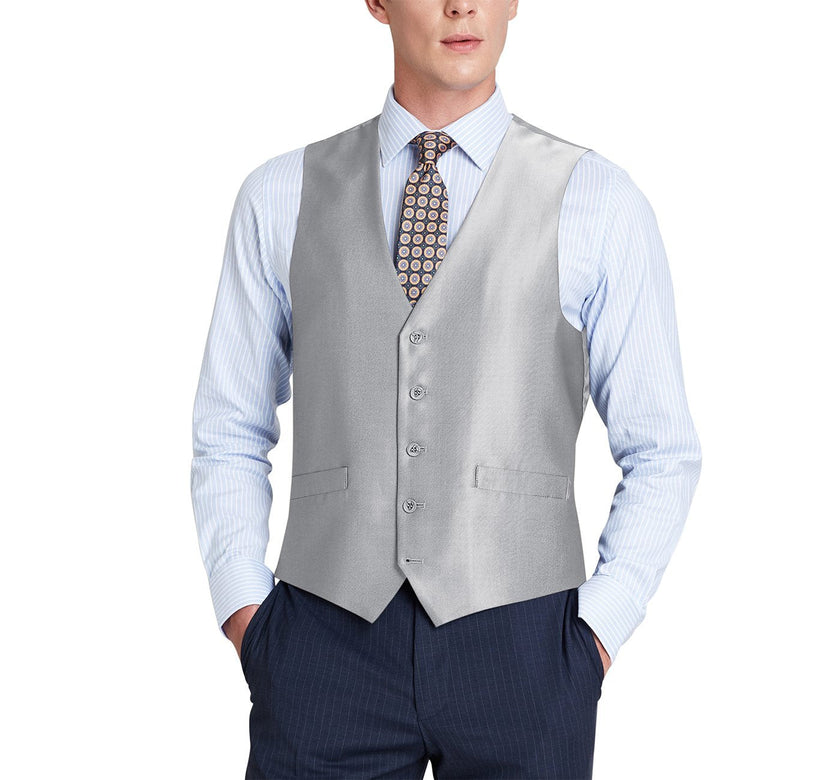 Renoir 207-2 Men's Classic Fit Sharkskin Suit Vest