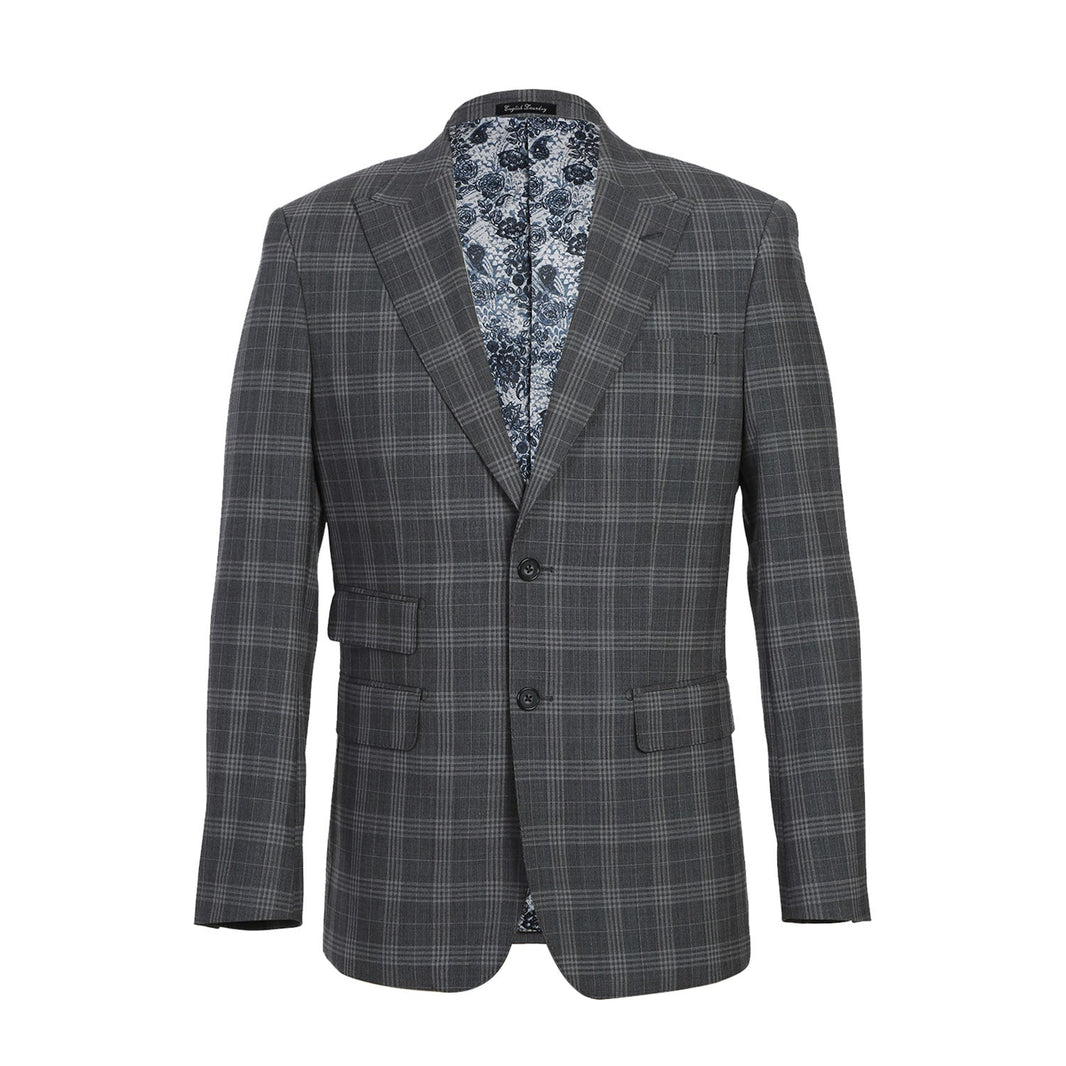 Renoir EL72-58-093 Gray Check Peak Wool Suit