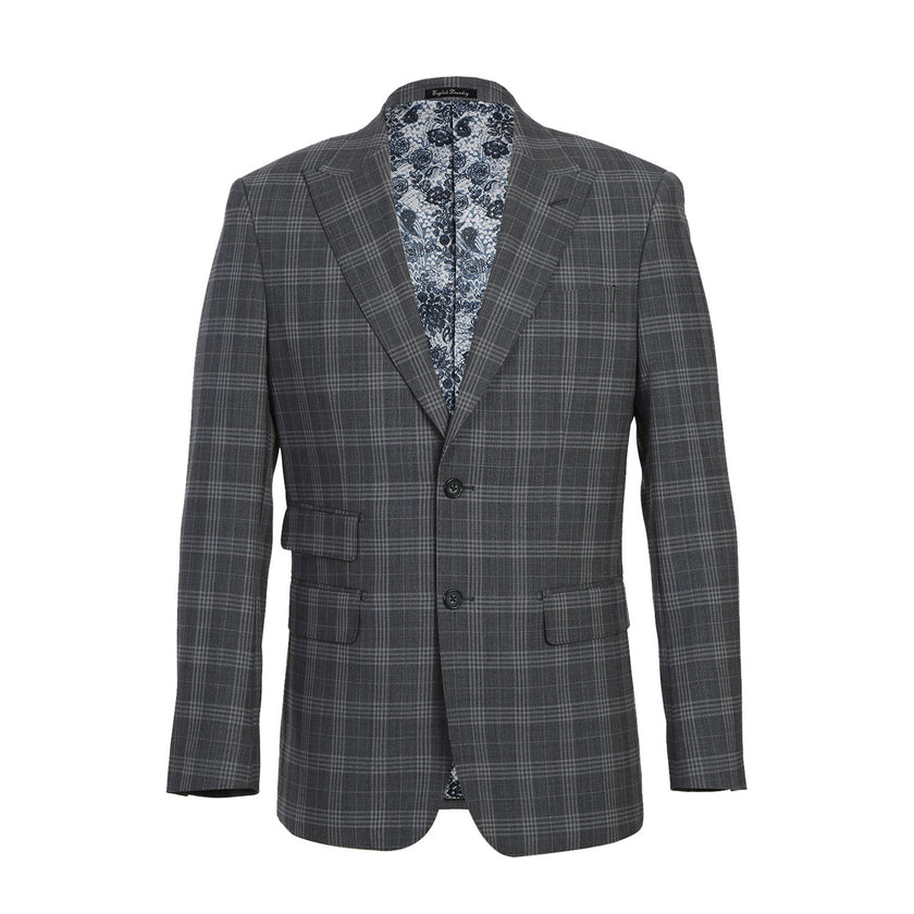 Renoir EL72-58-093 Gray Check Peak Wool Suit