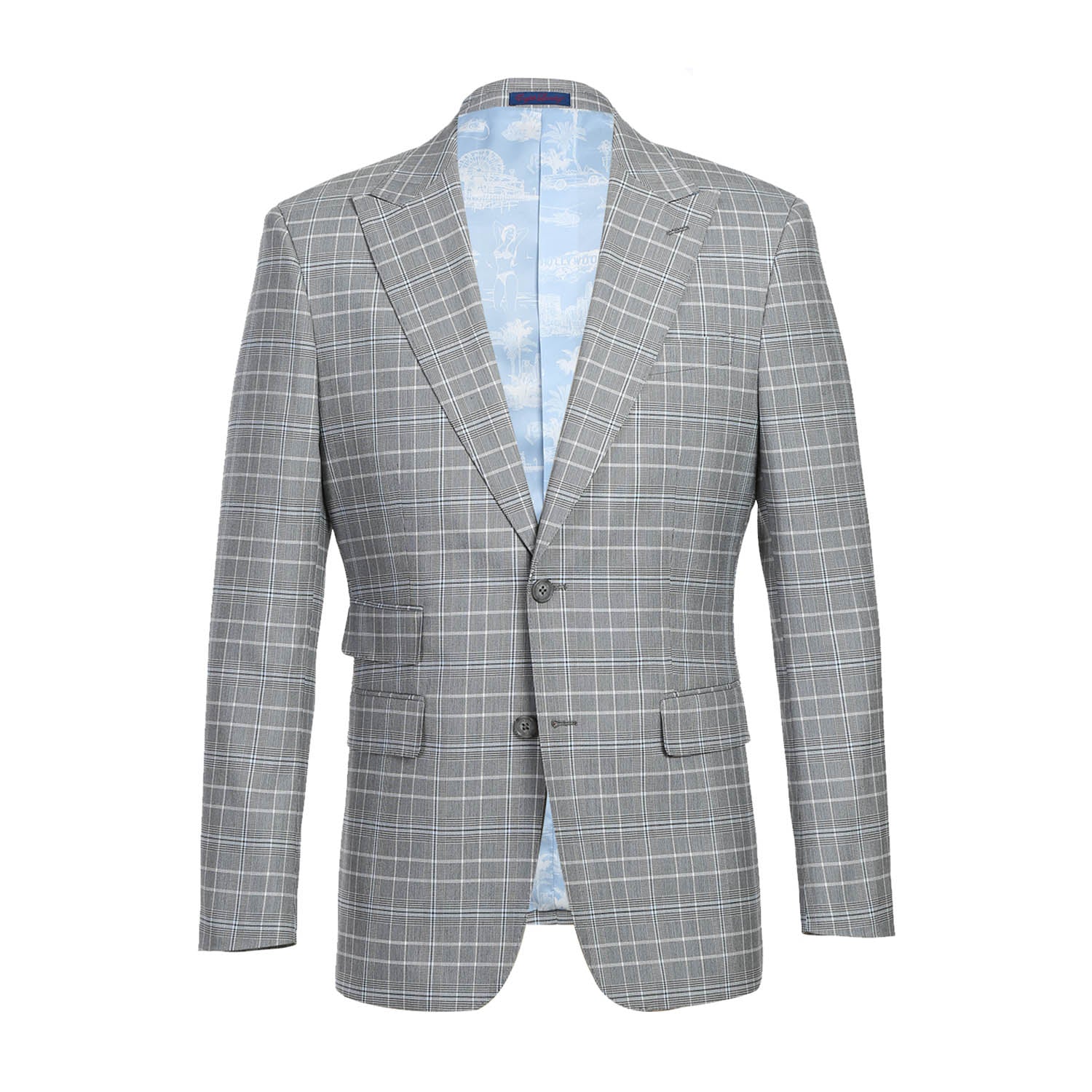 Renoir 82-60-092EL White Smoke Plaid Suit