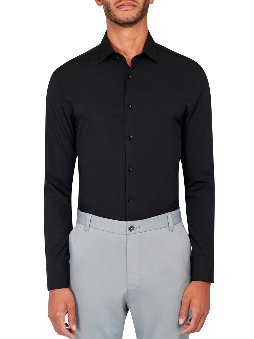 CEREMONY SOLID DRESS SHIRT: NOIR - 001 / 16.5 Large / COC2SDP400