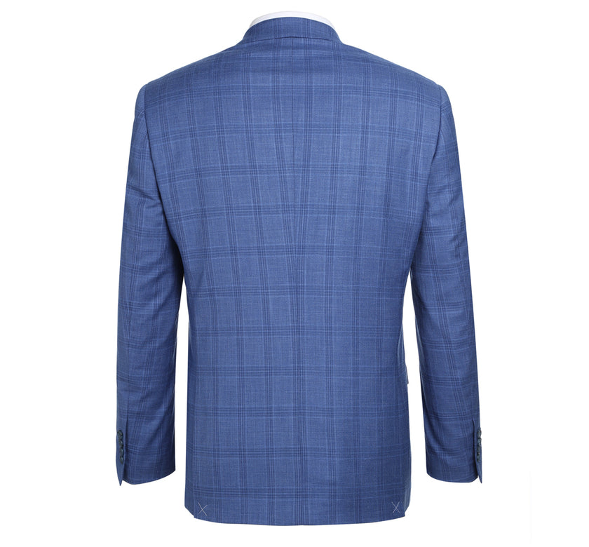 Renoir 293-10 Men's 2-Piece Slim Fit Windowpane Check Dress Stretch Suit