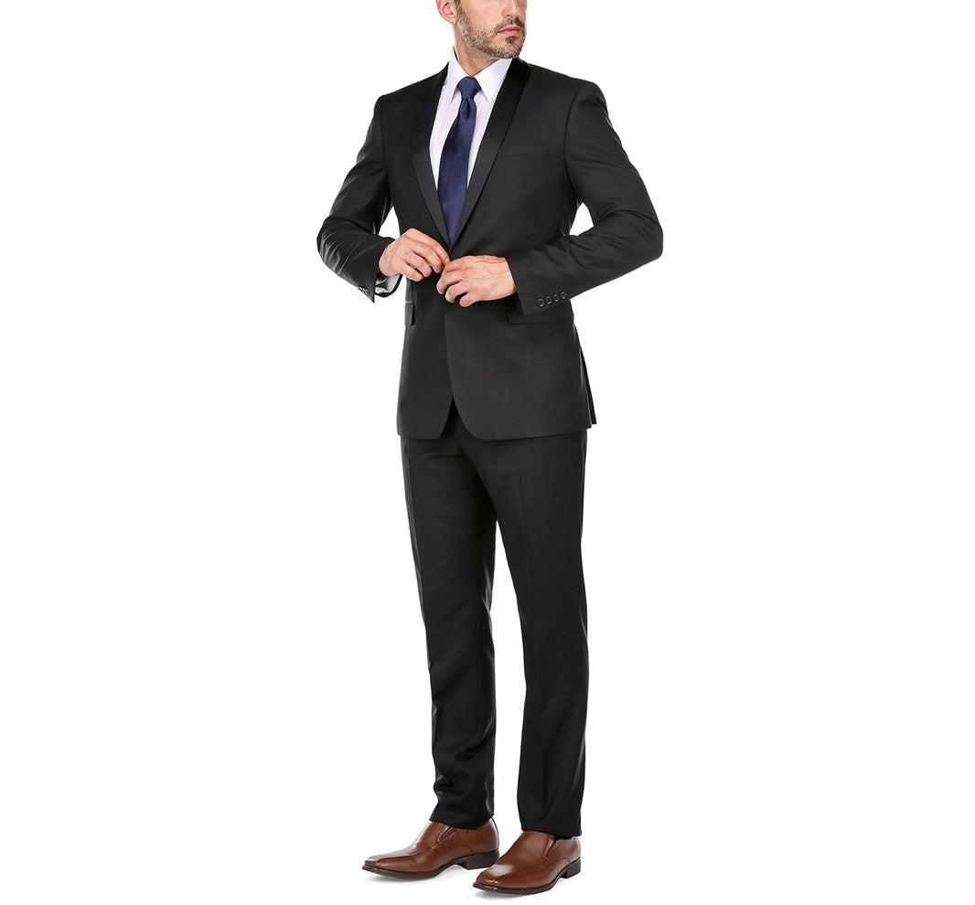 Renoir 201-1 Men's Slim Fit 2-Piece Shawl Lapel Tuxedo Suit