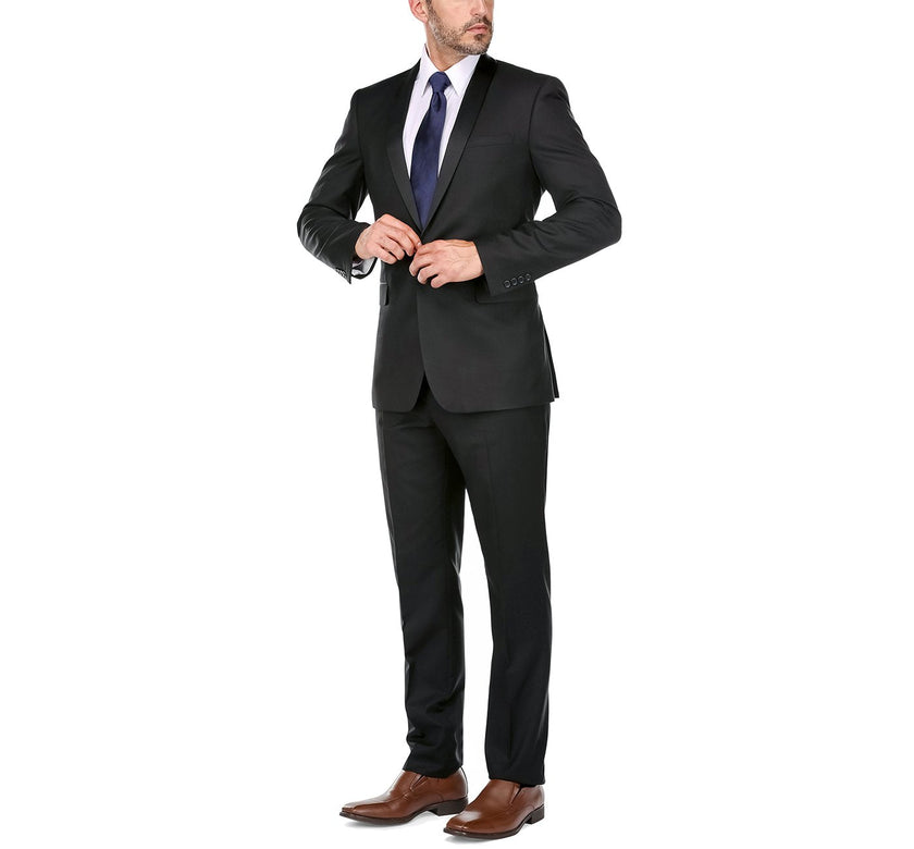 Renoir 201-1 Men's Slim Fit 2-Piece Shawl Lapel Tuxedo Suit