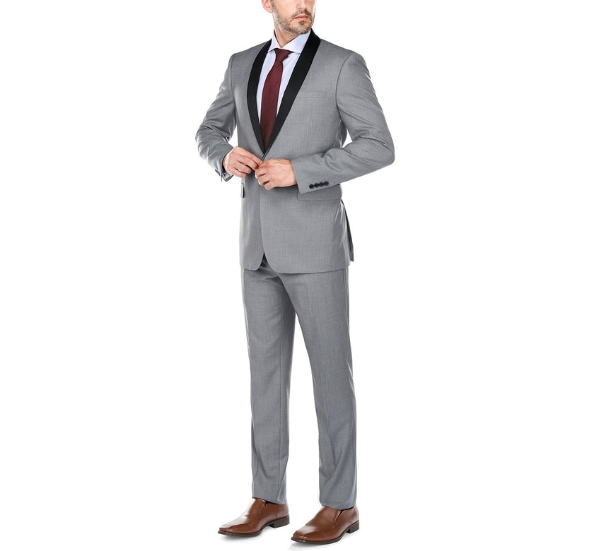 Renoir 202-2 Men's Slim Fit 2-Piece Shawl Lapel Tuxedo Suit