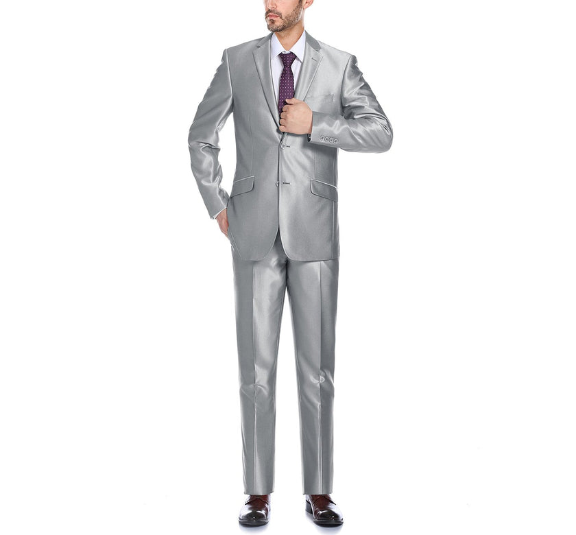 Renoir 207-2 Men's Sharkskin Italian Styled Two Piece Suit