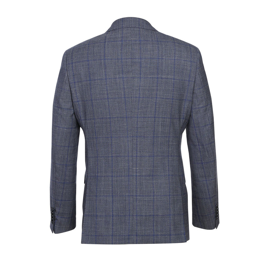 Renoir EL72-52-400 Gray with Blue Windowpane Wool Suit