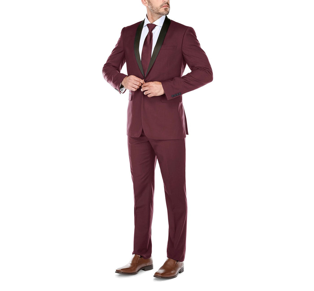 Renoir 201-8 Men's Slim Fit 2-Piece Shawl Lapel Tuxedo Suit