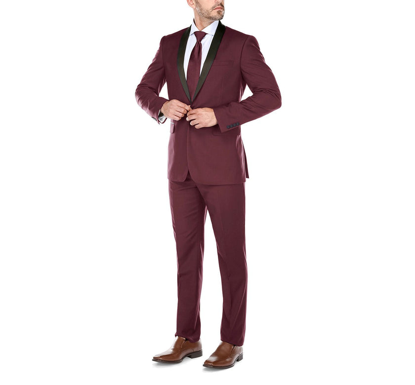 Renoir 201-8 Men's Slim Fit 2-Piece Shawl Lapel Tuxedo Suit