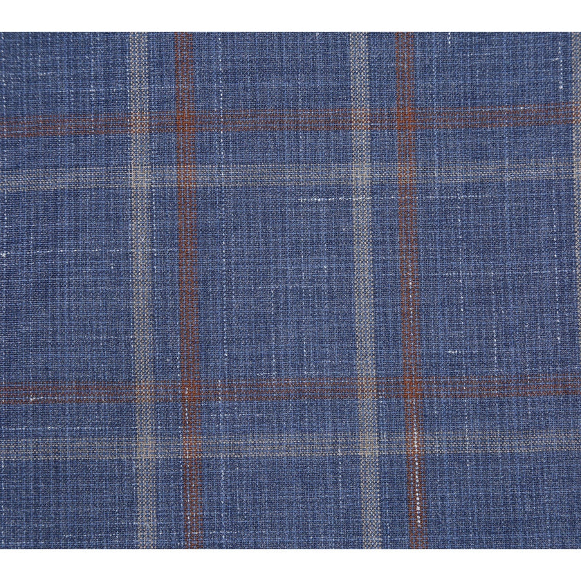 Renoir EL72-62-400 Light Steel Blue with Orange Check Wool Suit
