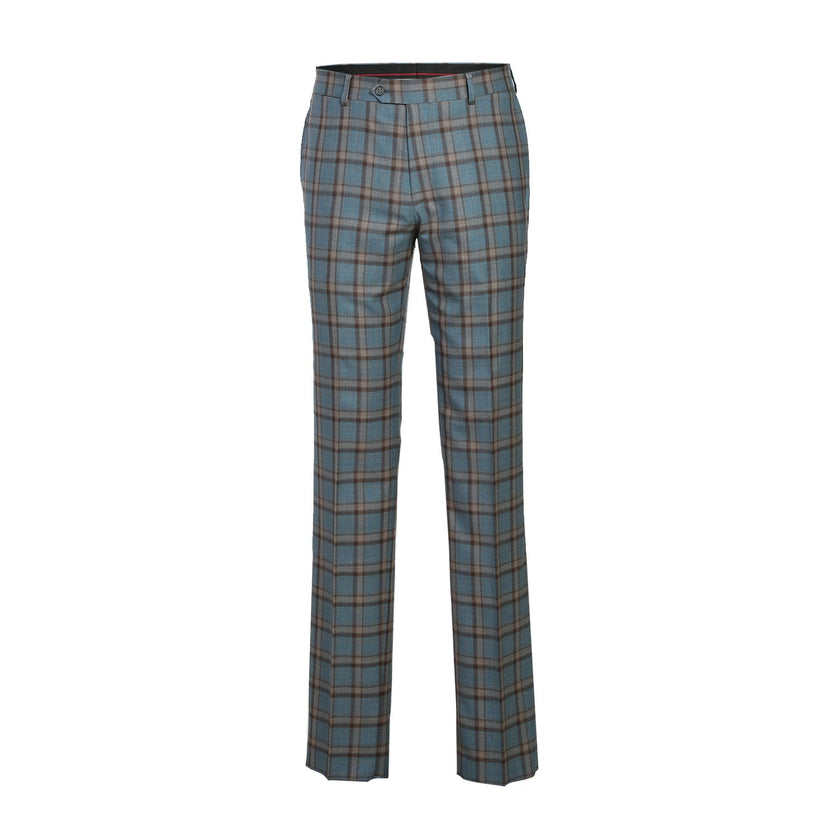 Renoir EL72-57-470 Light Gray with Bronze Stereoscopic-Grid Wool Suit