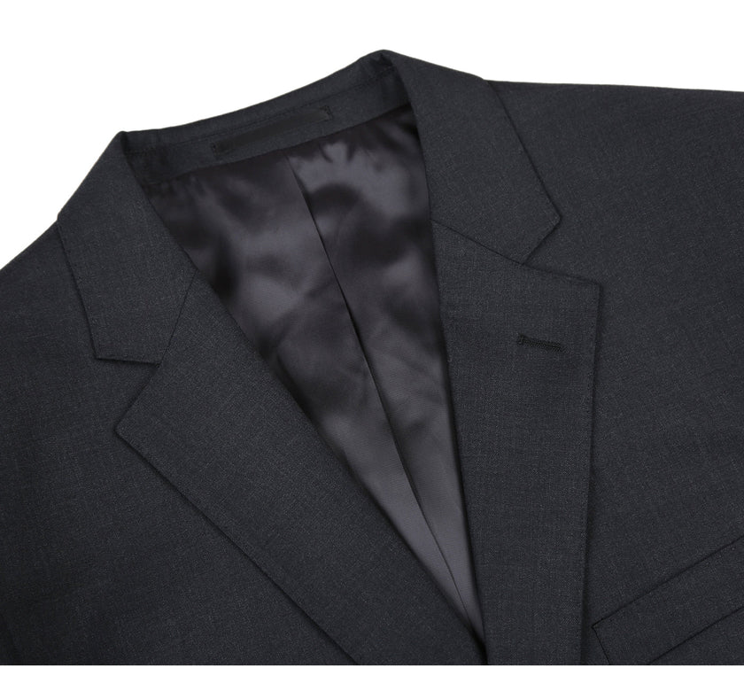Renoir 555A-3 Men's 2-Piece Notch Lapel Wool Stretch Suit