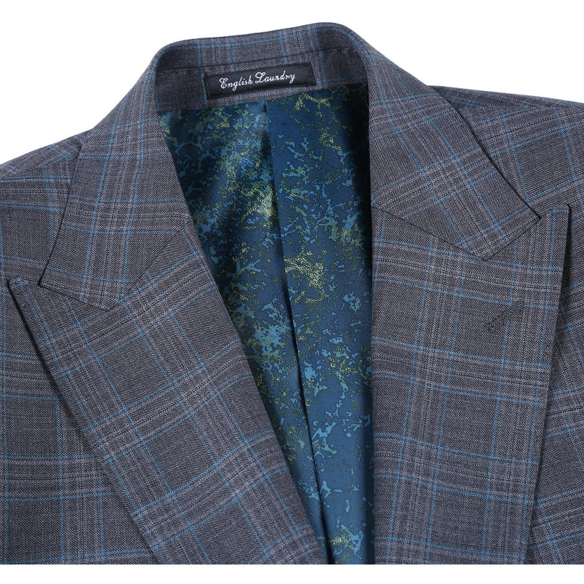 Renoir EL62-68-095 Wool Gray Checked Peak Suit