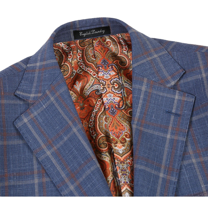 Renoir EL72-62-400 Light Steel Blue with Orange Check Wool Suit