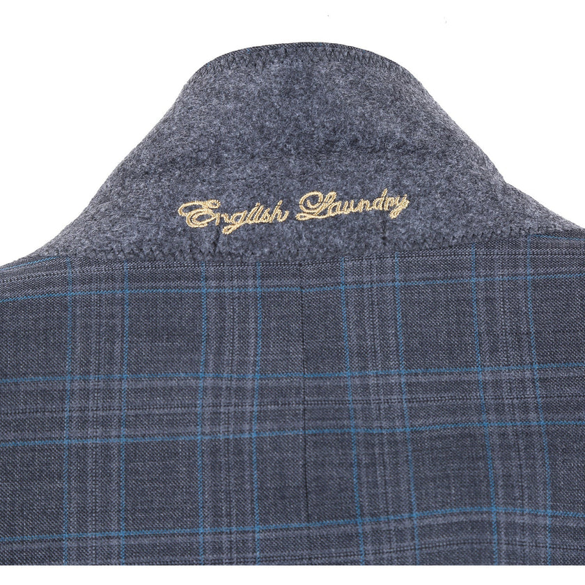 Renoir EL62-68-095 Wool Gray Checked Peak Suit