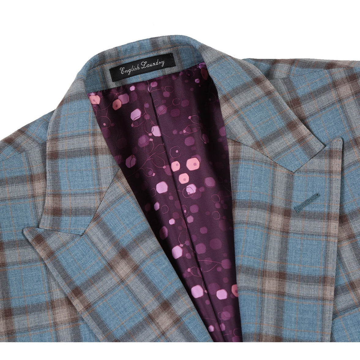 Renoir EL72-57-470 Light Gray with Bronze Stereoscopic-Grid Wool Suit