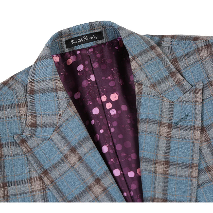 Renoir EL72-57-470 Light Gray with Bronze Stereoscopic-Grid Wool Suit