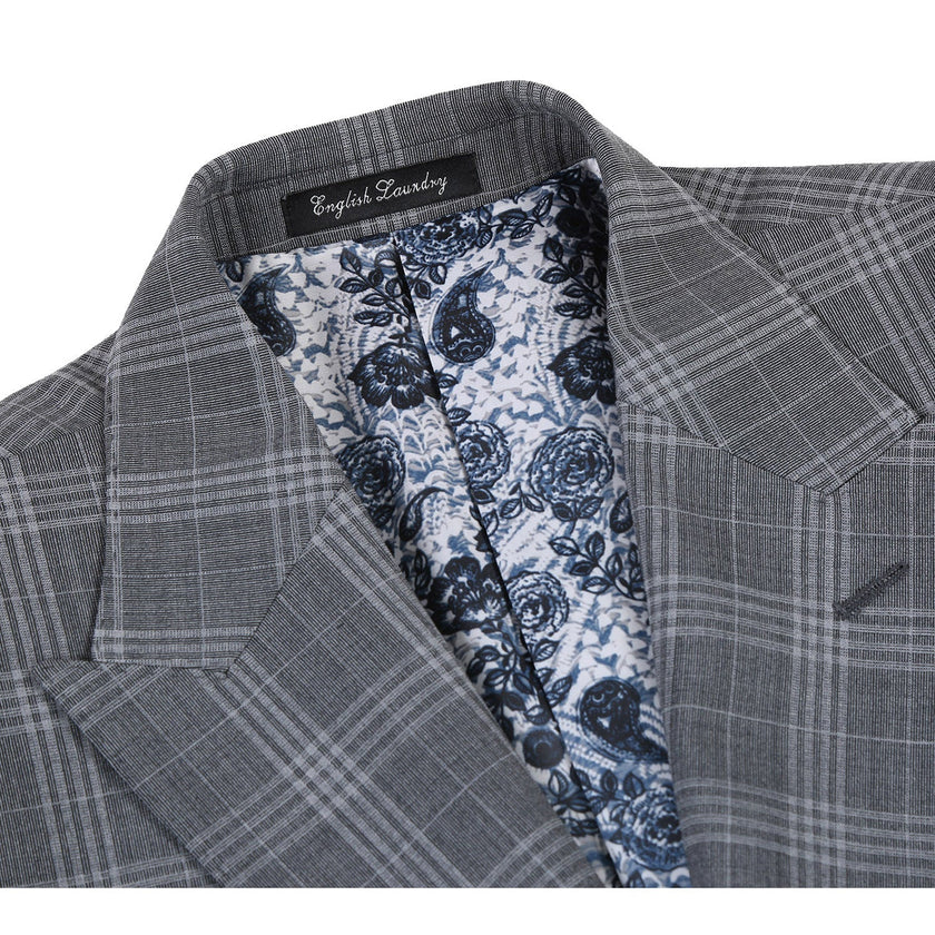 Renoir EL72-58-093 Gray Check Peak Wool Suit