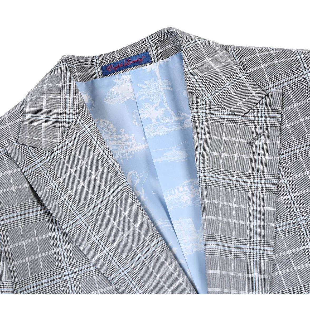 Renoir 82-60-092EL White Smoke Plaid Suit