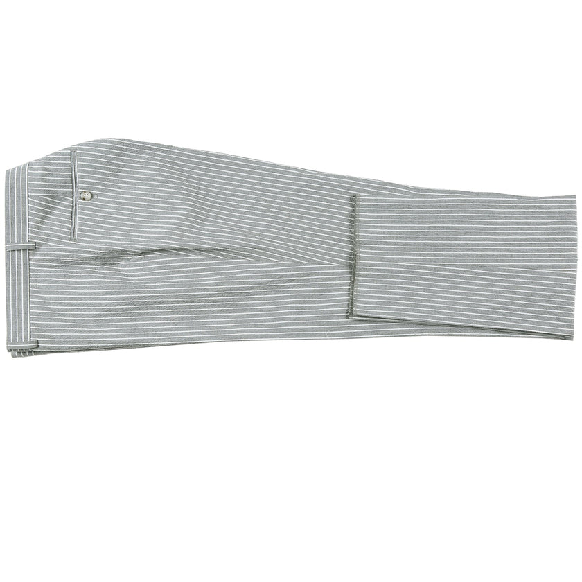 Renoir 611-1 Men's Slim Fit Notch Lapels Gray Stripe Cotton Suits