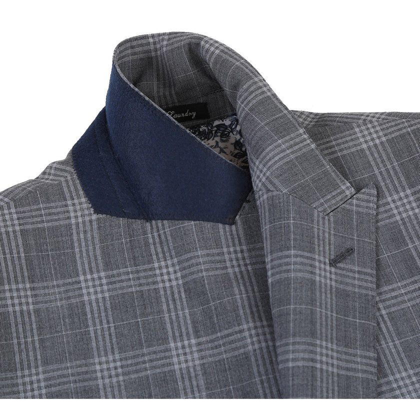 Renoir EL72-58-093 Gray Check Peak Wool Suit