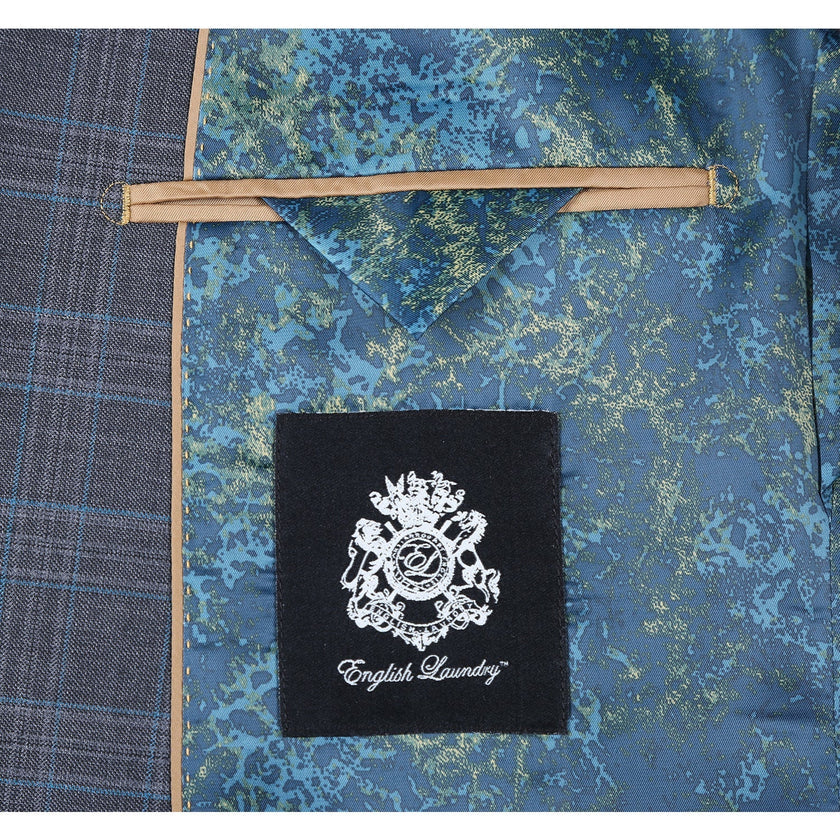 Renoir EL62-68-095 Wool Gray Checked Peak Suit