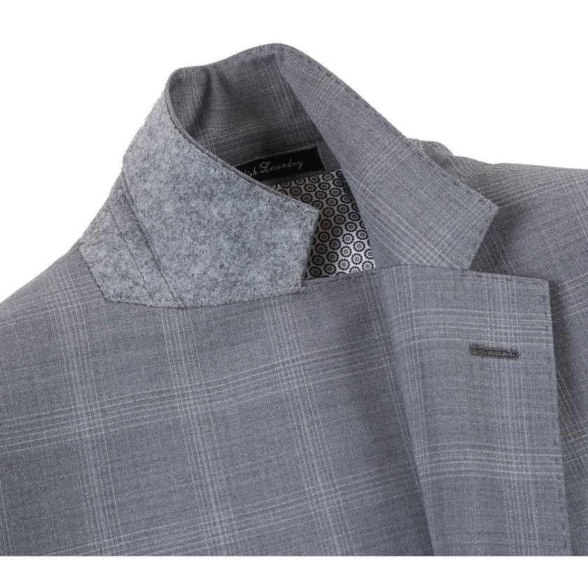 Renoir EL72-62-092 Light Gray Window Pane Check Wool Suit