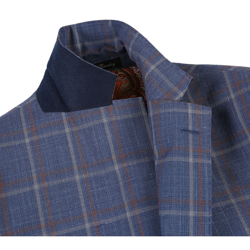 Renoir EL72-62-400 Light Steel Blue with Orange Check Wool Suit
