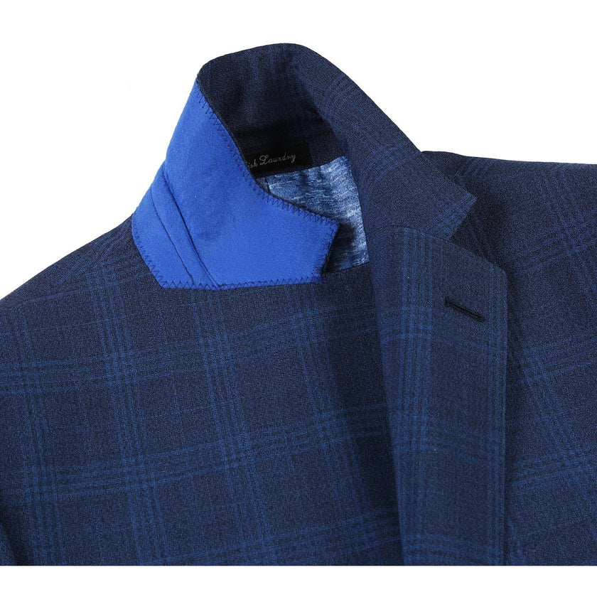 Renoir EL72-50-412 Airforce Blue Plaid Wool Suit