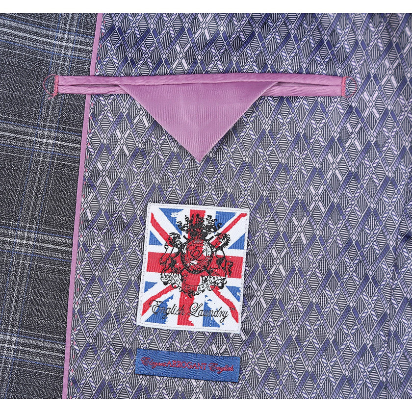 Renoir 72-58-093EL Gray with White Blue Check Peak Suit