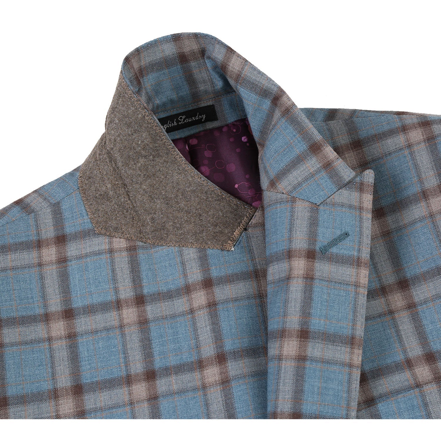 Renoir EL72-57-470 Light Gray with Bronze Stereoscopic-Grid Wool Suit