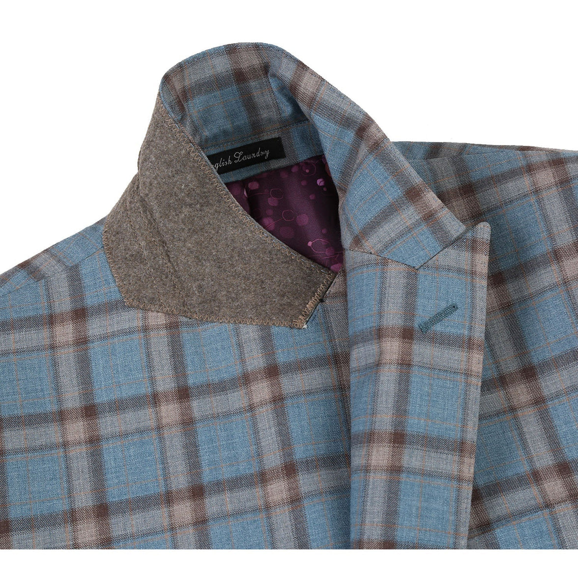 Renoir EL72-57-470 Light Gray with Bronze Stereoscopic-Grid Wool Suit