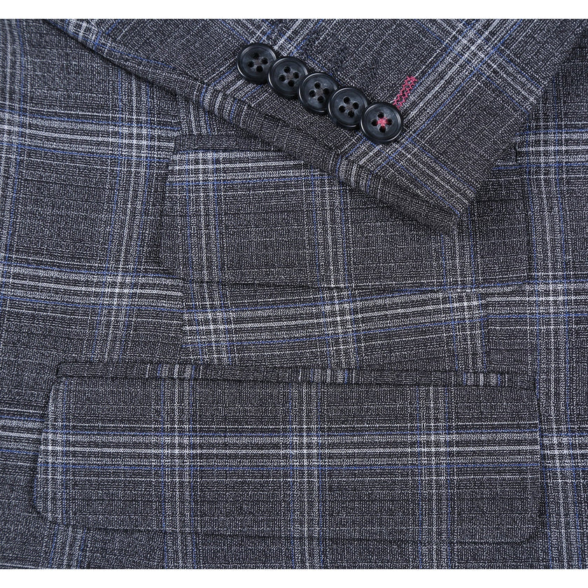 Renoir 72-58-093EL Gray with White Blue Check Peak Suit