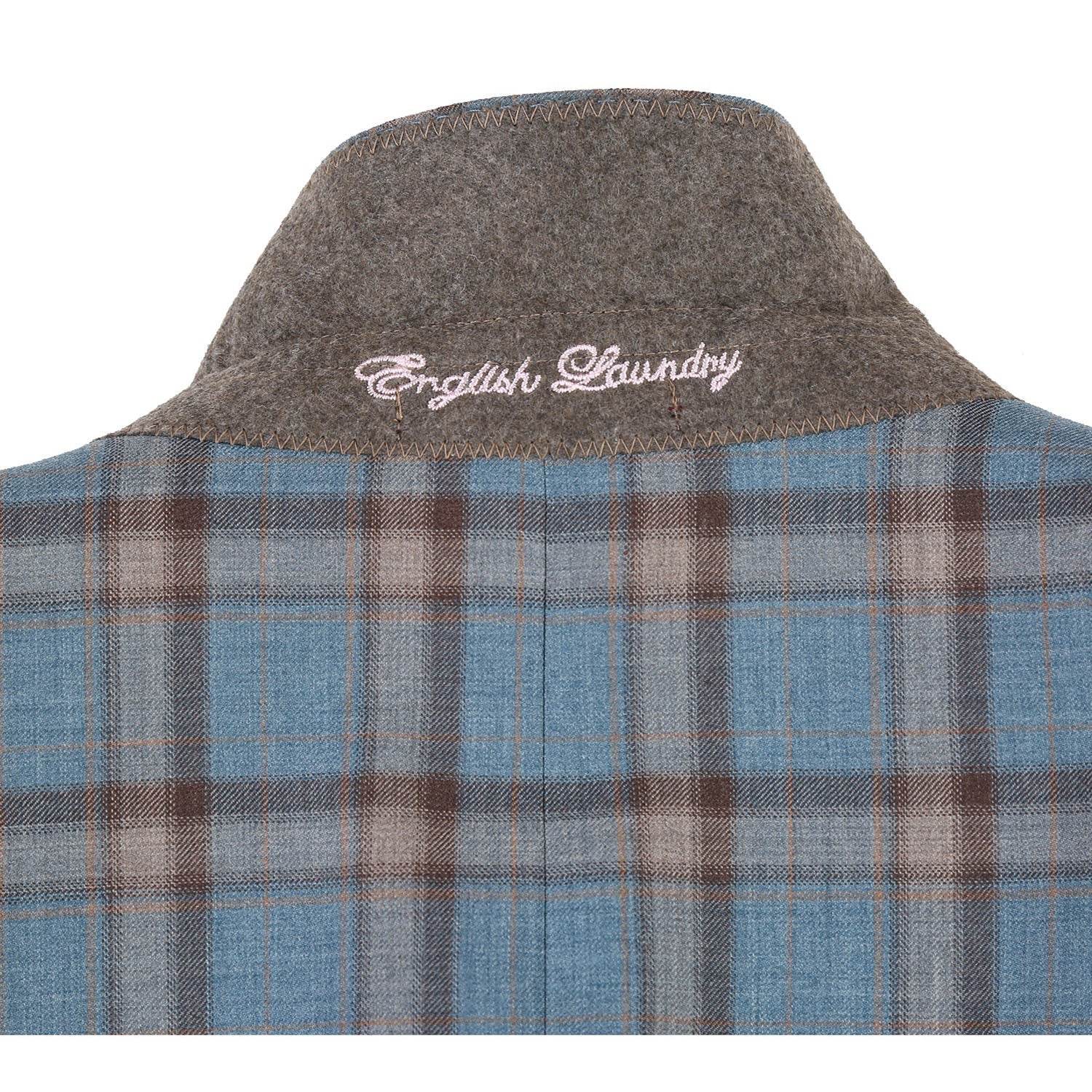 Renoir EL72-57-470 Light Gray with Bronze Stereoscopic-Grid Wool Suit