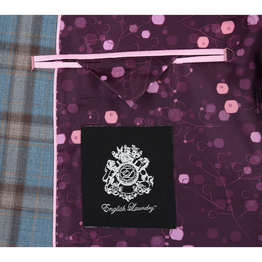 Renoir EL72-57-470 Light Gray with Bronze Stereoscopic-Grid Wool Suit