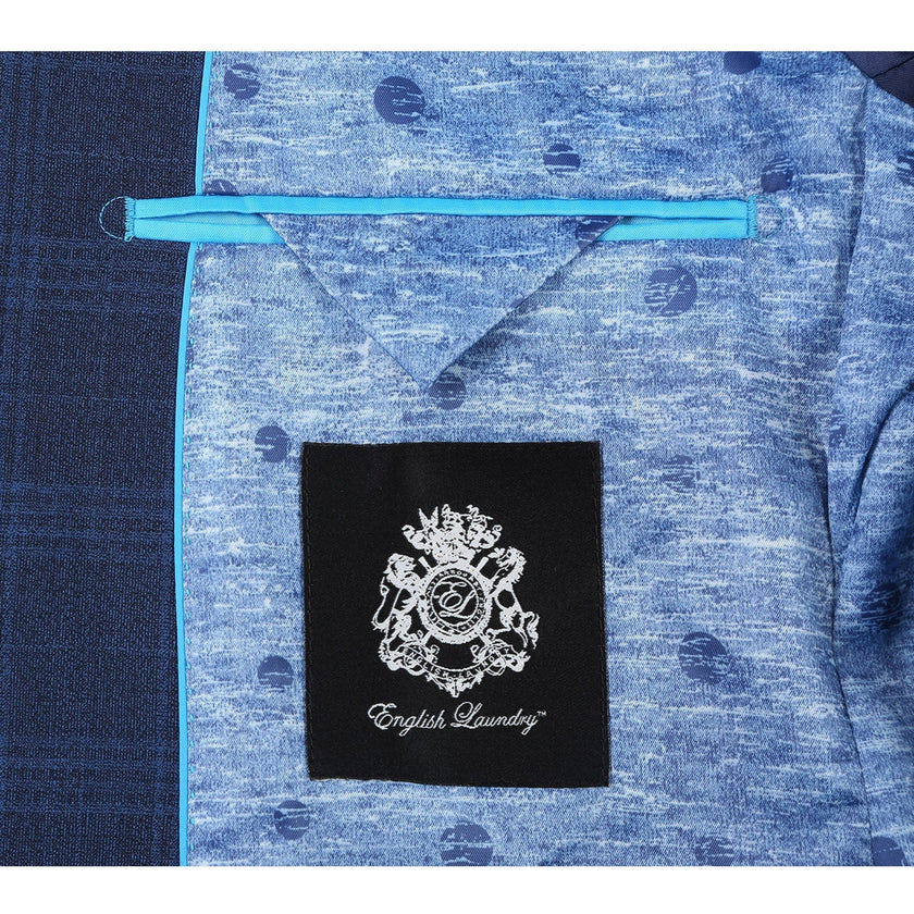 Renoir EL72-50-412 Airforce Blue Plaid Wool Suit