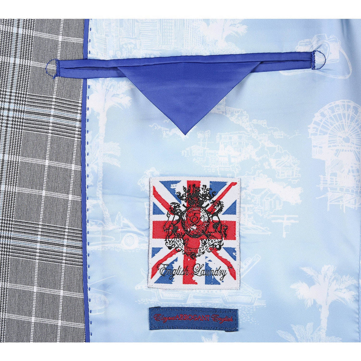 Renoir 82-60-092EL White Smoke Plaid Suit