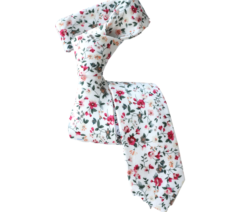 Milan White Floral Kid's Tie: Kids
