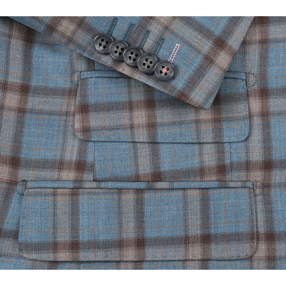 Renoir EL72-57-470 Light Gray with Bronze Stereoscopic-Grid Wool Suit