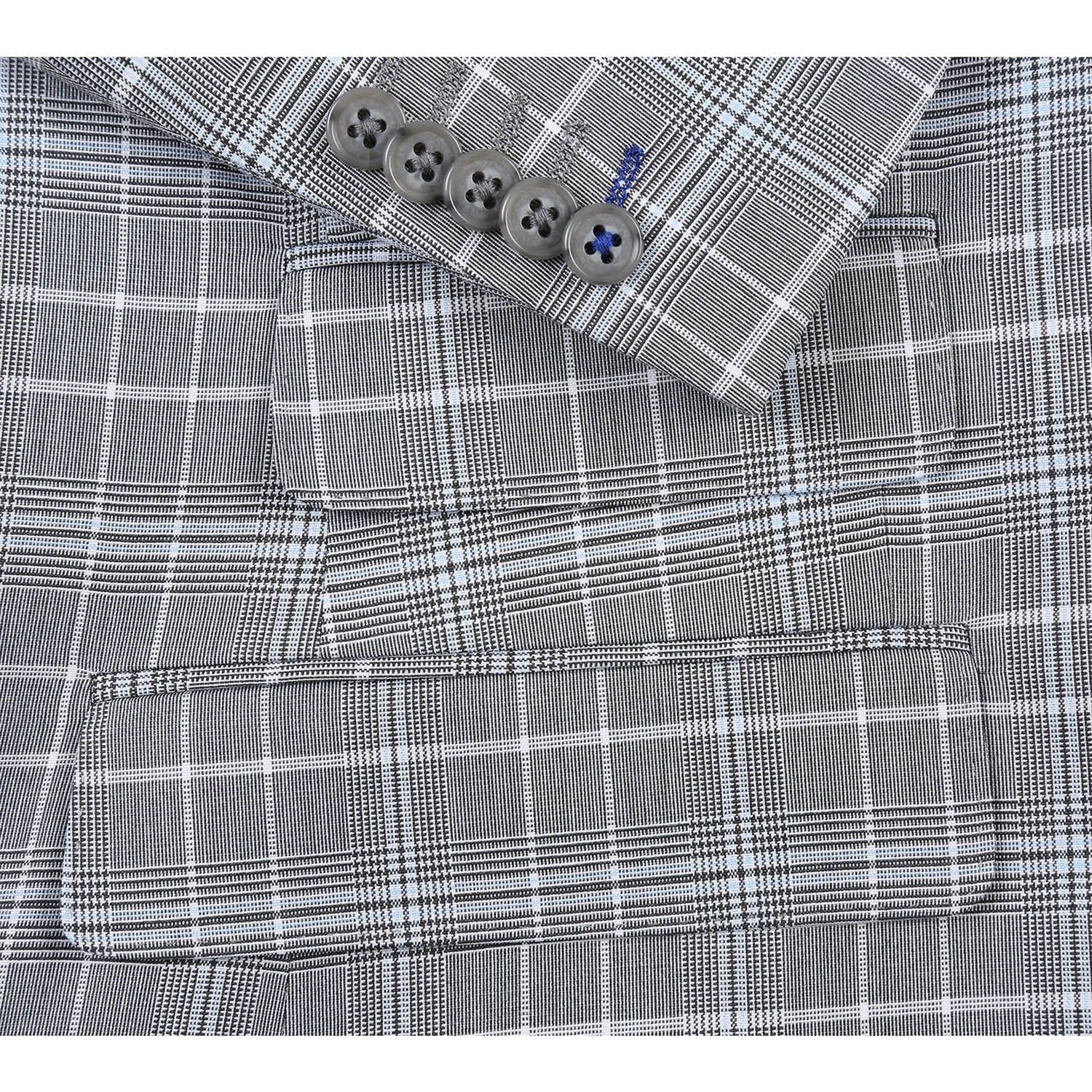 Renoir 82-60-092EL White Smoke Plaid Suit