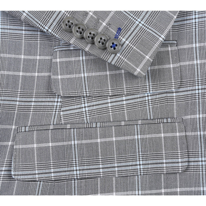 Renoir 82-60-092EL White Smoke Plaid Suit