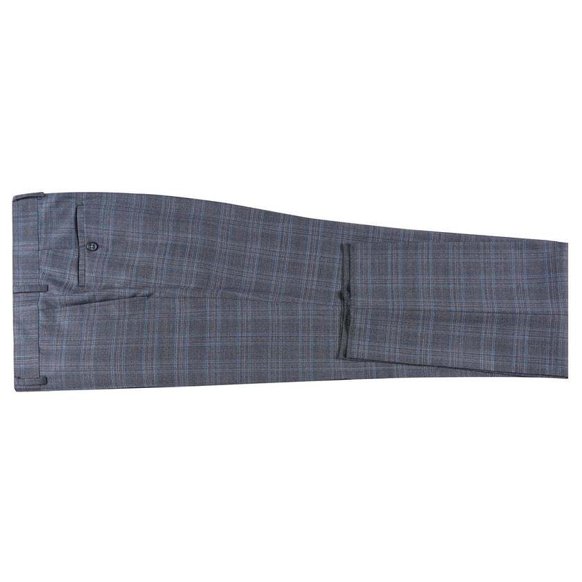 Renoir EL62-68-095 Wool Gray Checked Peak Suit