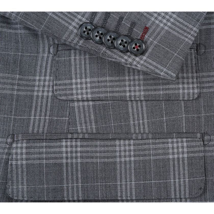 Renoir EL72-58-093 Gray Check Peak Wool Suit