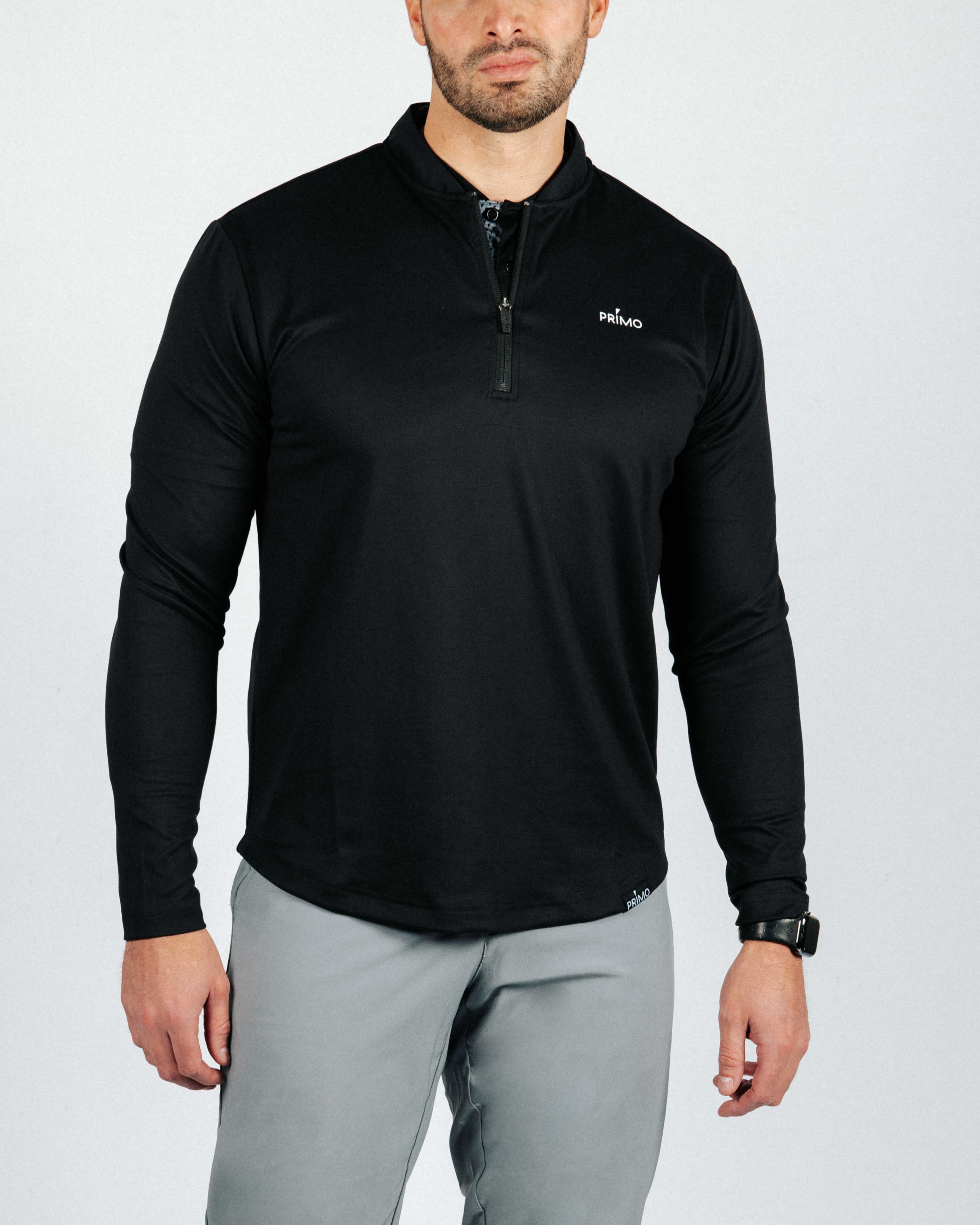 BlackBladeCollarQuarterZip-1 photographed in Logan, Utah – Kator Shop’s high-end menswear for every occasion.