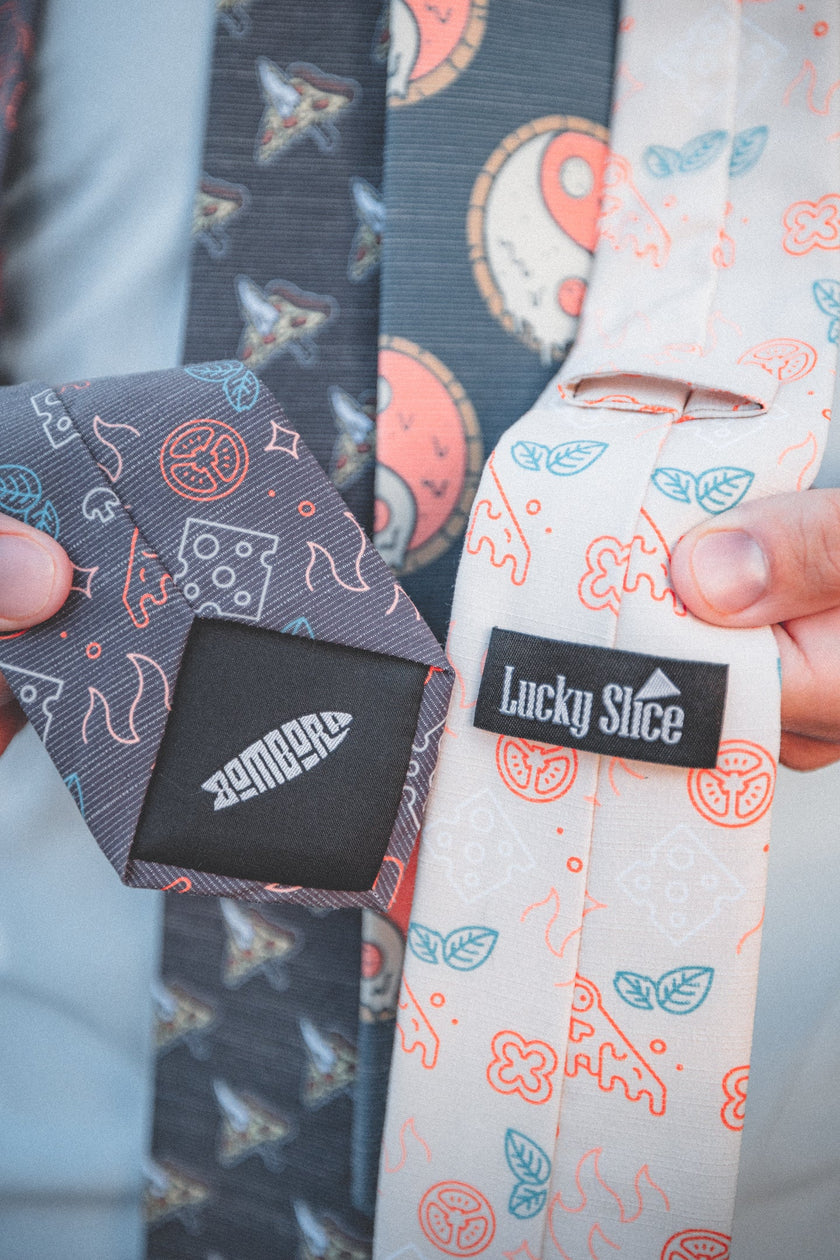Bombora X Lucky Slice Men's Tie Wedding tie designed by Kator Shop in Logan, Utah — elegant men’s accessory crafted for timeless photos and perfect fit.