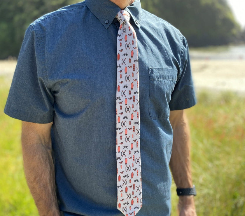Bombora ties being worn outside  Tie tailored in Logan, Utah – Kator Shop men’s fashion accessory designed with elegance and detail.