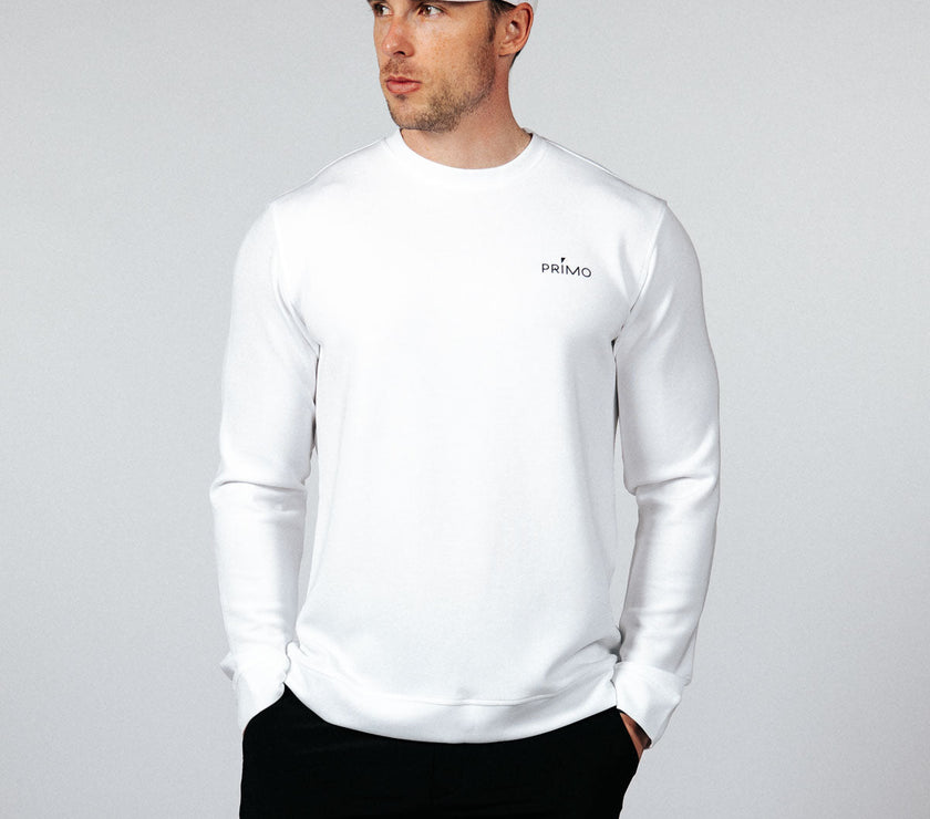 Men's White Golf Crew Neck
