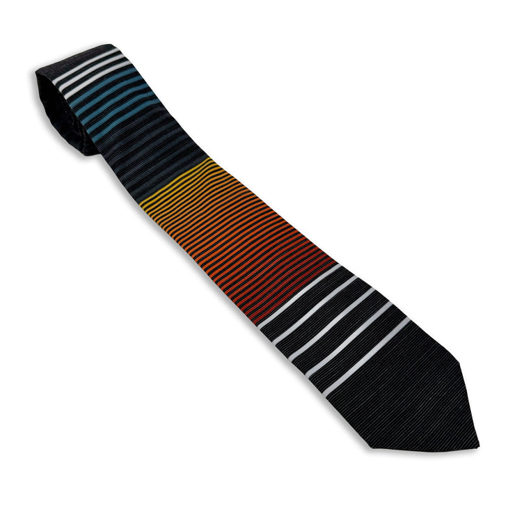 A cool, modern, horizontal striped necktie
