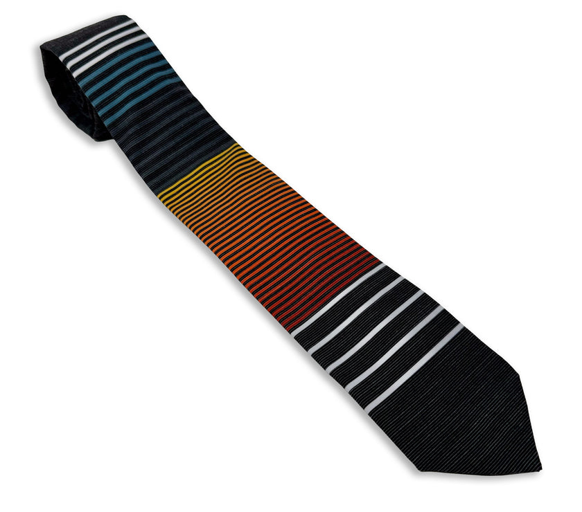 A cool, modern, horizontal striped necktie