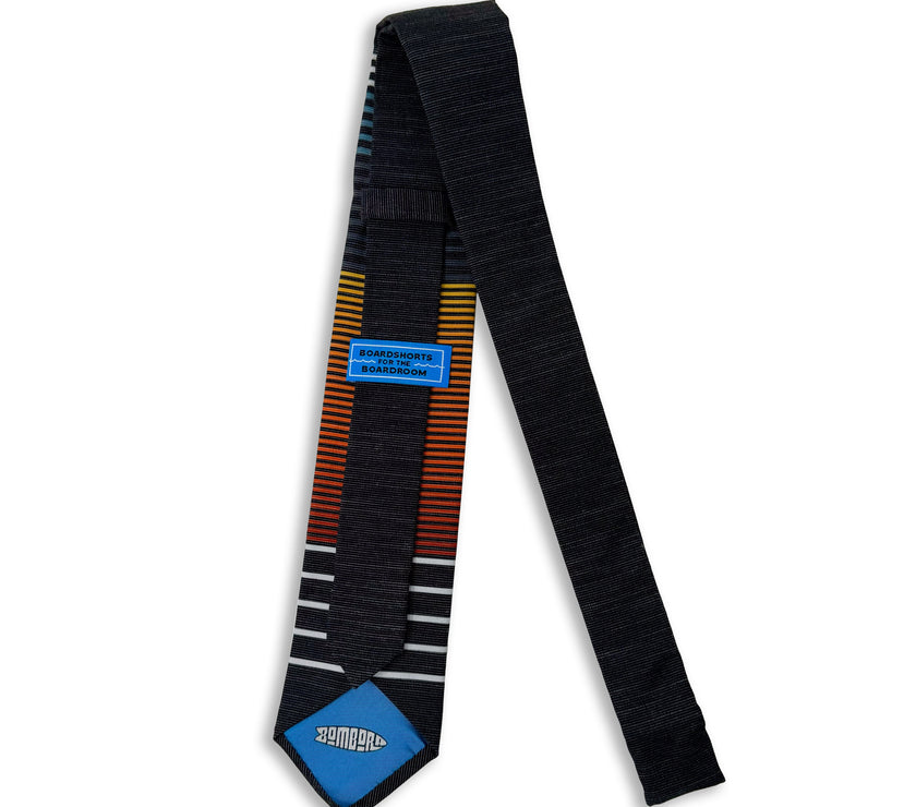 A cool, modern, horizontal striped necktie